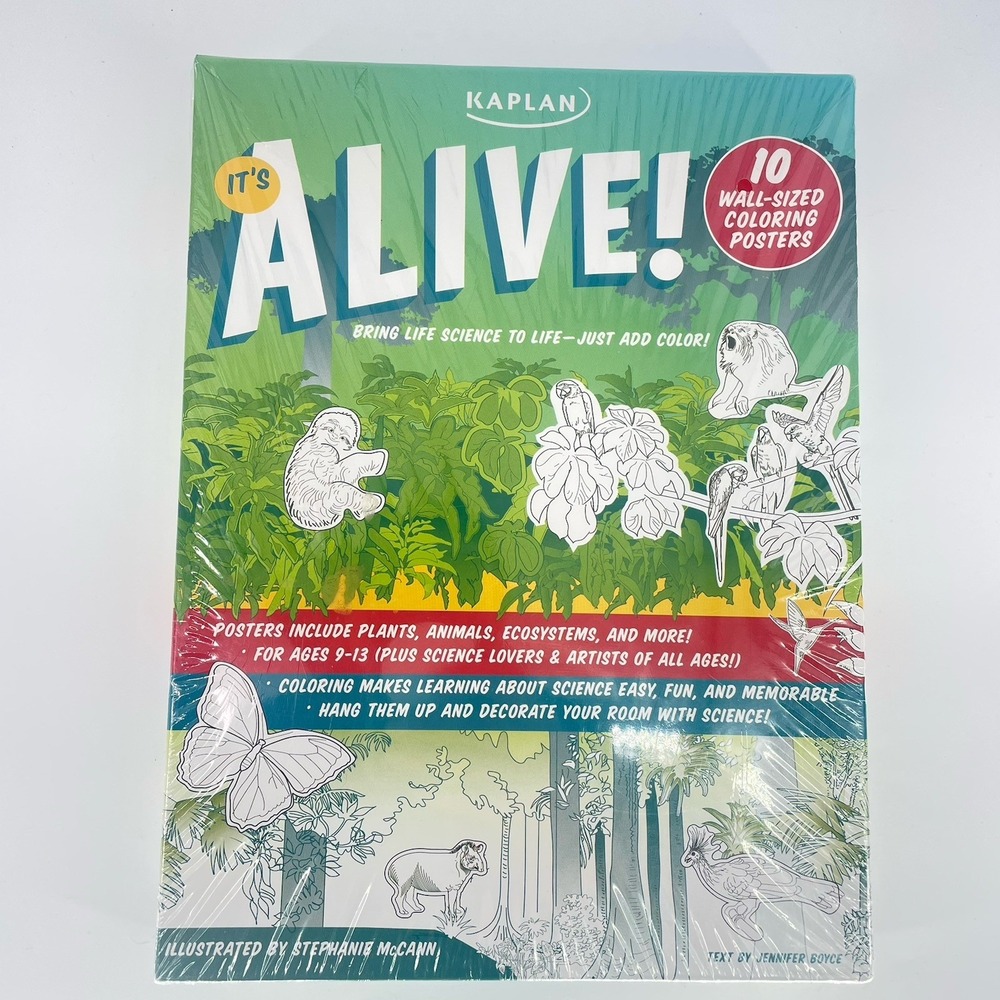 New Kaplan It's Alive! Bring Life Science to Life 10 Wall Sized Coloring Posters